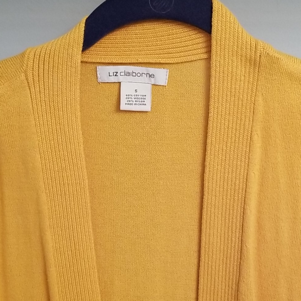 Liz Claiborne Yellow Split Hem Open Cardigan in S - Picture 3 of 9